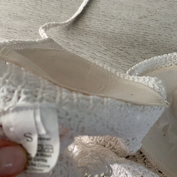 Fringe Hem Crocheted Halter Top size S‎ Bohemian romantic festival summer hippie - Picture 9 of 11